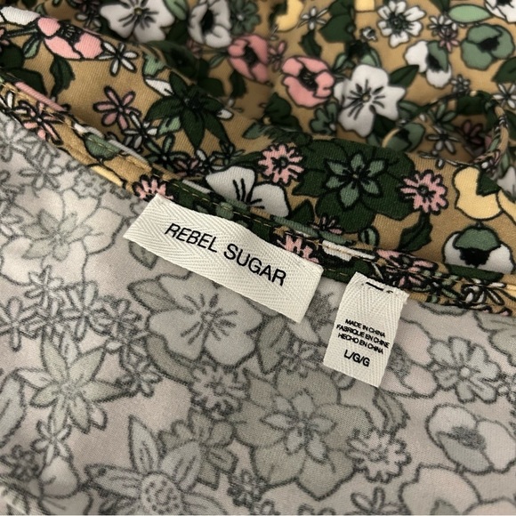 Rebel Sugar 60s Floral Mock-Wrap BodyCon Dress with Pencil Skirt Large - Picture 5 of 12